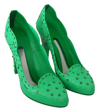 Enchanting Crystal Cinderella Pumps In Lush Green - Luxury for You