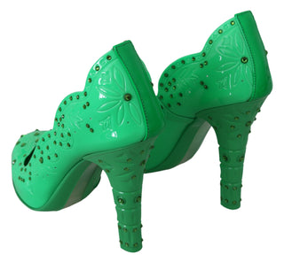 Enchanting Crystal Cinderella Pumps In Lush Green - Luxury for You