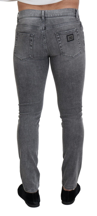 Chic Grey Washed Denim Pants