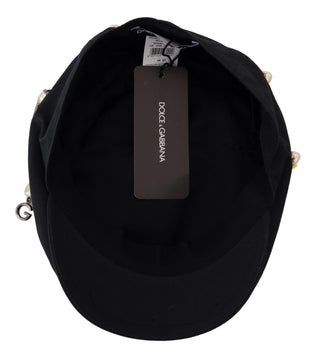 Elegant Black Cotton Newsboy Hat