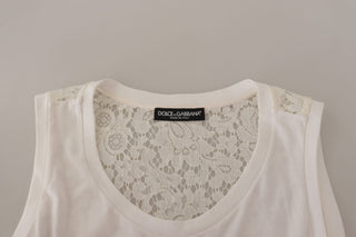 Elegant White Embellished Sleeveless Tee