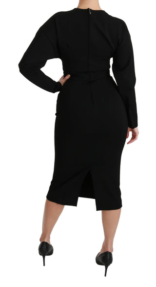 Elegant Black Bodycon Sheath Midi Dress - Luxury for You