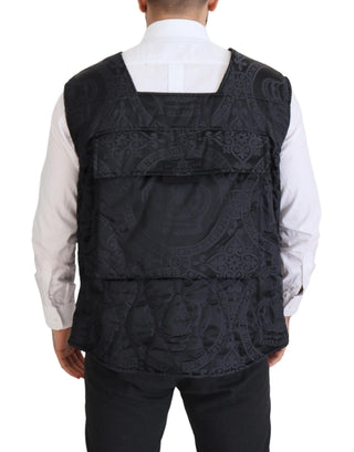 Elegant Sleeveless Vest Jacket In Black