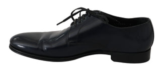 Elegant Dark Blue Leather Derby Dress Shoes - Luxury for You