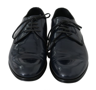 Elegant Dark Blue Leather Derby Dress Shoes - Luxury for You