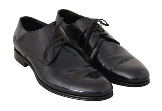 Elegant Dark Blue Leather Derby Dress Shoes - Luxury for You