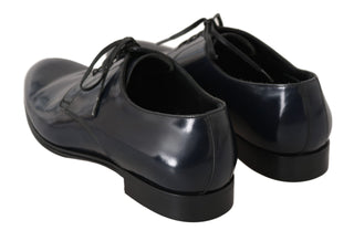 Elegant Dark Blue Leather Derby Dress Shoes - Luxury for You