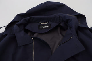 Elegant Double-breasted Blue Parka Jacket