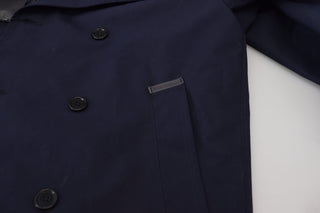 Elegant Double-breasted Blue Parka Jacket