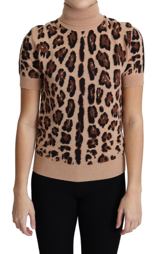 Elegant Leopard Print Wool Turtleneck Top - Luxury for You