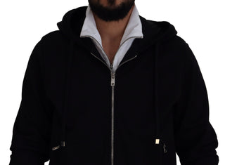 Elegant Black Bomber Jacket With Hood