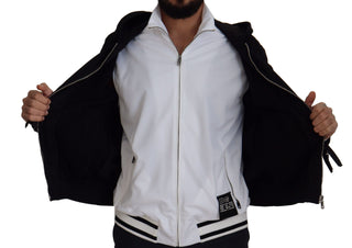 Elegant Black Bomber Jacket With Hood