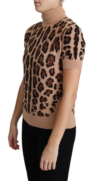 Elegant Leopard Print Wool Turtleneck Top - Luxury for You