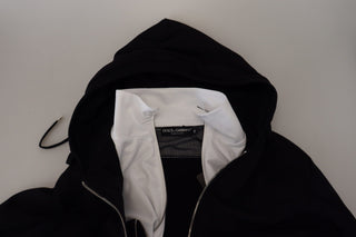 Elegant Black Bomber Jacket With Hood