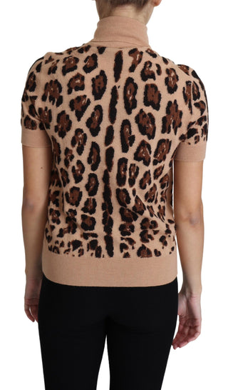 Elegant Leopard Print Wool Turtleneck Top - Luxury for You