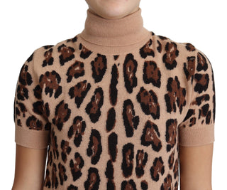 Elegant Leopard Print Wool Turtleneck Top - Luxury for You