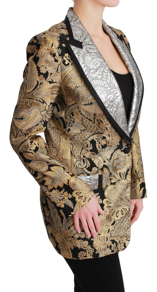 Elegant Gold Floral Jacquard Blazer - Luxury for You