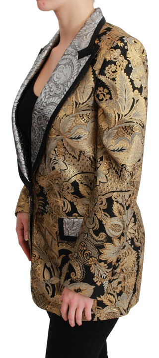 Elegant Gold Floral Jacquard Blazer - Luxury for You