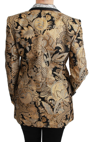 Elegant Gold Floral Jacquard Blazer - Luxury for You