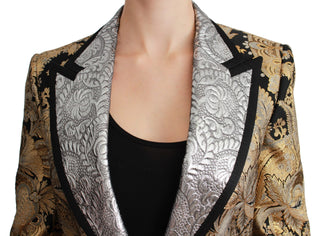 Elegant Gold Floral Jacquard Blazer - Luxury for You