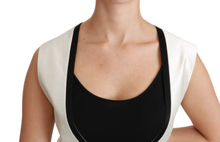 Elegant Silk Sleeveless Vest In Black & White - Luxury for You