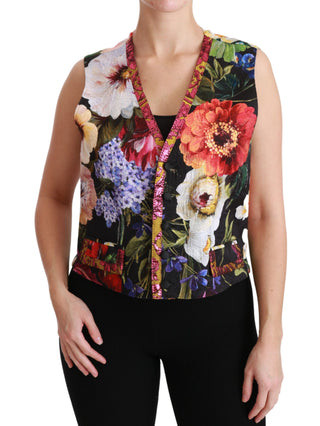 Multicolor Brocade Floral Sleeveless Vest - Luxury for You