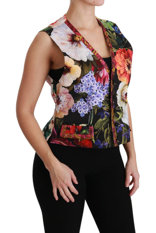 Multicolor Brocade Floral Sleeveless Vest - Luxury for You