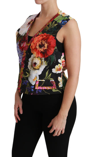 Multicolor Brocade Floral Sleeveless Vest - Luxury for You