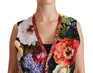 Multicolor Brocade Floral Sleeveless Vest - Luxury for You