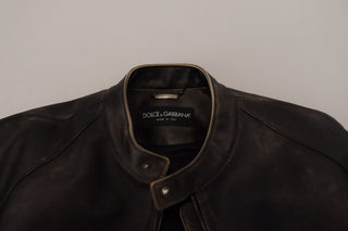 Elegant Black Leather Jacket With Silver Details