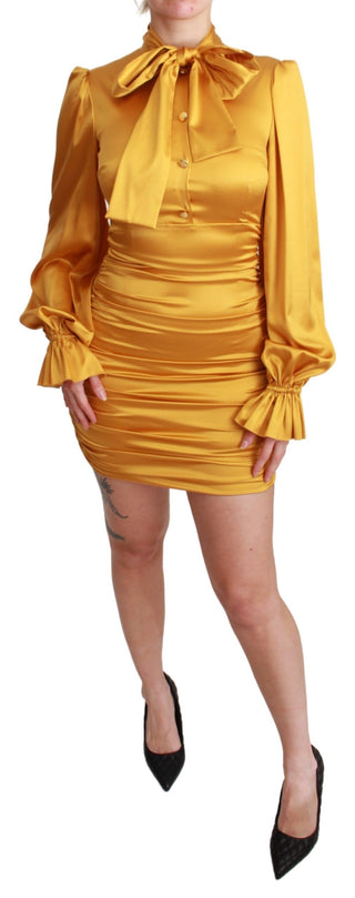 Radiant Yellow Silk Bodycon Mini Dress - Luxury for You