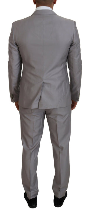 Elegant Silver Slim Fit Three-piece Suit