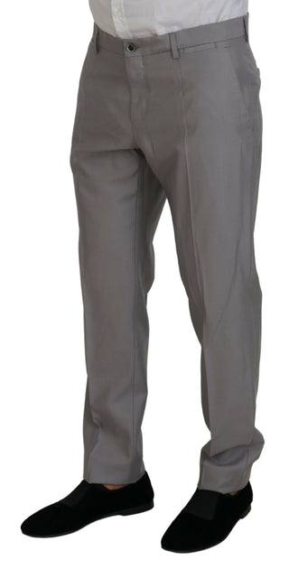 Elegant Silver Slim Fit Three-piece Suit