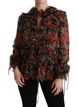 Elegant Floral Silk Long Sleeve Blouse - Luxury for You