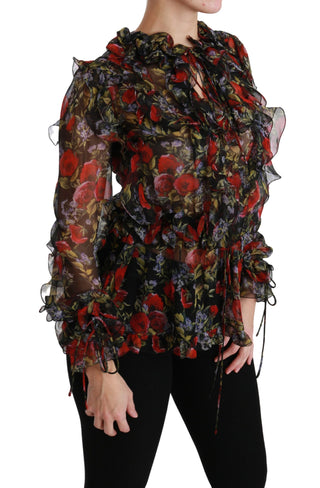 Elegant Floral Silk Long Sleeve Blouse - Luxury for You