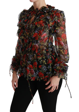 Elegant Floral Silk Long Sleeve Blouse - Luxury for You