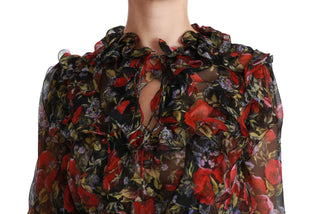 Elegant Floral Silk Long Sleeve Blouse - Luxury for You