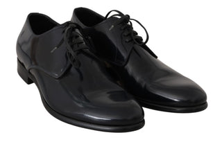 Elegant Dark Blue Leather Derby Shoes - Luxury for You