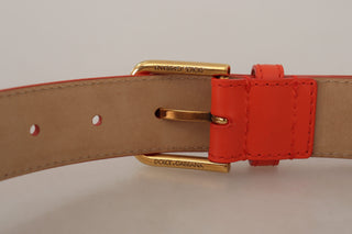 Chic Orange Leather Belt With Headphone Case