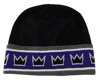 Multicolor Wool Blend Beanie With Queen Logo