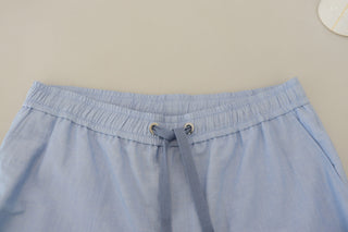 Elegant Light Blue Linen-cotton Summer Shorts