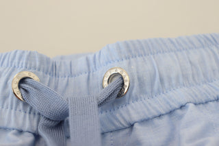 Elegant Light Blue Linen-cotton Summer Shorts