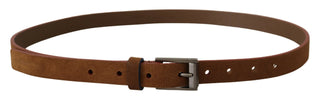 Chic Suede Belt With Logo Engraved Buckle