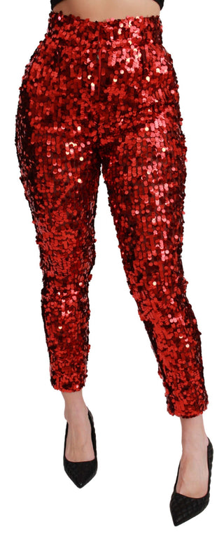 Elegant High-waist Cropped Red Trousers - Luxury for You