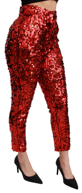 Elegant High-waist Cropped Red Trousers - Luxury for You