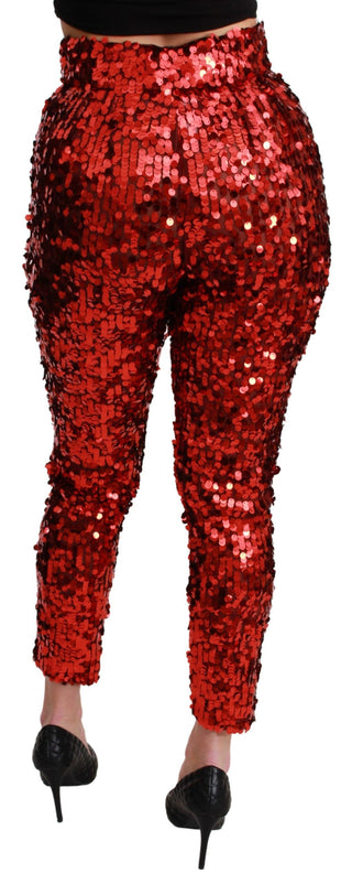 Elegant High-waist Cropped Red Trousers - Luxury for You