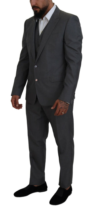 Sleek Silver Martini Slim Fit Three-piece Suit