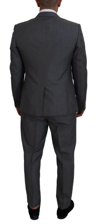 Sleek Silver Martini Slim Fit Three-piece Suit