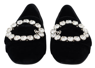 Chic Velvet Crystal-embellished Loafers