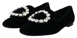 Chic Velvet Crystal-embellished Loafers